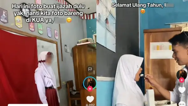 Tangkapan layar video viral guru di Sukabumi diduga melakukan Child grooming terhadap muridnya. (Sumber: Istimewa)