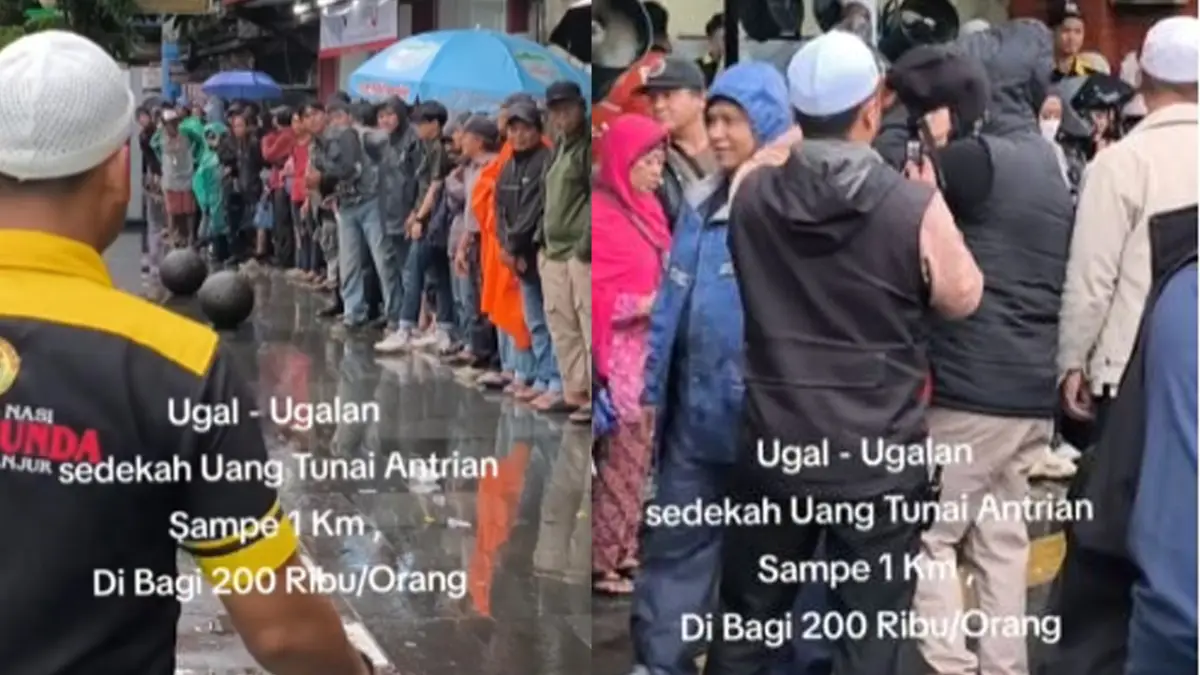 Ugal-ugalan! Rumah Makan Alam Sunda Sukabumi Bagi-bagi Sedekah Rp200 Ribu Per Orang