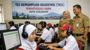 Ilustrasi pelaksanaan Tes Kemampuan Akademik kepada siswa di Kota Sukabumi. (Sumber: AI)
