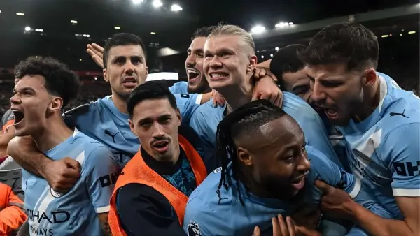 Selebrasi Haaland setelah jadi penentu kemennagan Manchester City atas Liverpool (Sumber: web/espn.com)