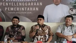 Anggota DPRD Jabar Muhammad Jaenudin saat pengawasan penyelenggaraan pemerintahan di Jampangtengah, Kabupaten Sukabumi, Sabtu 7 Februari 2026 | Foto : Tim Adc
