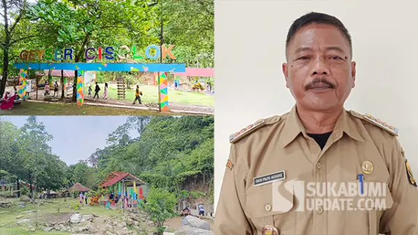 Geyrser Cisolok (Kiri) - Camat Cisolok, Okih Fajri (Kanan). (Sumber : SU/Ilyas).