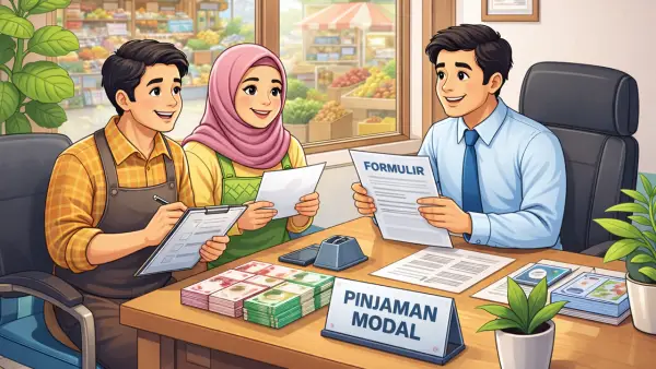 Ilustrasi para pegiat UMKM di Sukabumi yang sedang mengajukan pinjaman modal usaha. (Sumber: Ilustrasi AI)