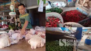 Pedagang Ayam potong dan Cabai di Pasar Semi Modern Palabuhanratu, Kelurahan/Kecamatan Palabuhanratu, Kabupaten Sukabumi. (Sumber : SU/Ilyas)