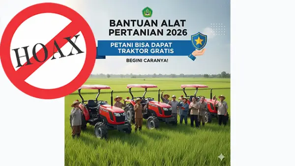 Cek fakta klaim bantaun alat pertanian 2026 secara gartis dari Kementan. (Sumber : Facebook).