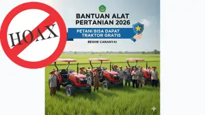 Cek fakta klaim bantaun alat pertanian 2026 secara gartis dari Kementan. (Sumber : Facebook).