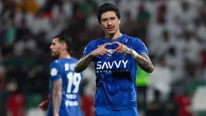 Selebrasi Darwin Nunez setelah mencetak gol untuk Al Hilal di Saudi Pro League (Sumber: web/dailymail.co.uk)