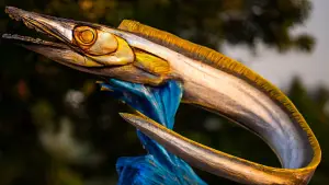 Ilustrasi AI. Ikan layun menjadi ikon tugu terbaru di Palabuhanratu Kabupaten Sukabumi (Sumber : copilot)