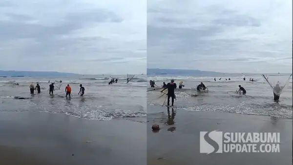Warga sedang berburu ikan impun di perairan pantai Citepus, Palabuhanratu, Kabupaten Sukabumi | Foto : Ilyas S