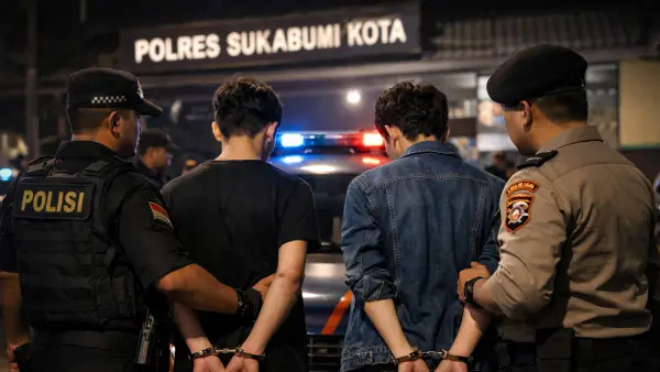 Ilustrasi dua remuda yang diamankan Polisi karena membawa senjata tajam. (Sumber: Ilustrasi AI)