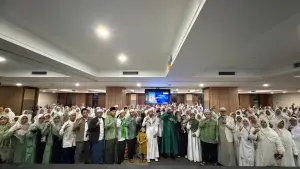 Para pesserta seminar Baitullah yang digelar oleh Khairo Travel Haji dan Umroh bersama ustaz Fadlan Garamatan di Aula UMT, Senin (16/2/2026) | Foto : Managemen PT Khairo