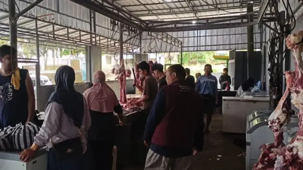 pemantauan rumah potong Cikal Farm di Desa Citanglar Kecamatan Surade oleh UPTD Peternakan Wilayah Jampangkulon. Selasa (17/2/2026). (Sumber: Istimewa)
