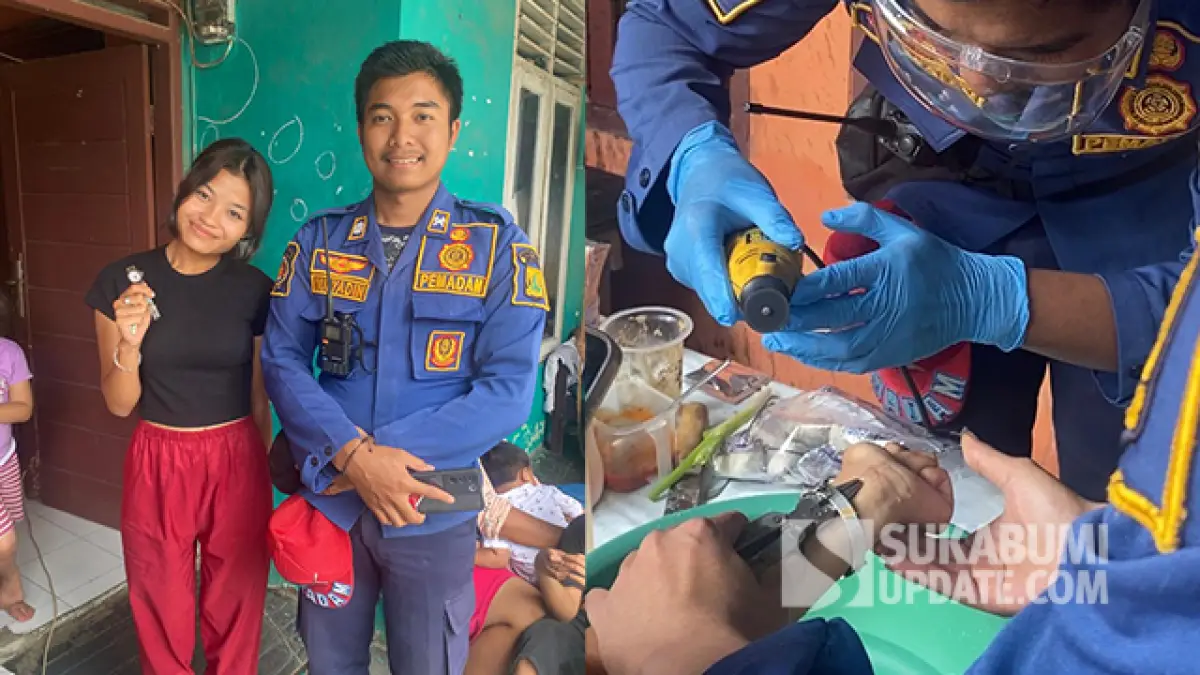 Lengan Perempuan 20 Tahun Tersangkut Jam Tangan, Damkar Sukaraja Sigap Bantu