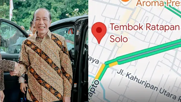 Heboh rumah Jokowi dilabeli Tembok Ratapan Solo di Google Maps. (Sumber : Foto Jokowi X/@jokowi - Google Maps).