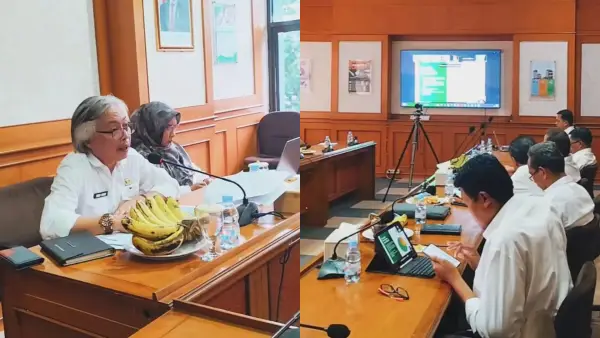 Kepala Distanhorti Jabar Dadan Hidayat saat memberikan sambutan dan pemaparan dalam Forum Perangkat Daerah Sektor Pertanian Tanaman Pangan dan Hortikultura se-Jawa Barat pada Rabu (18/02/2026). (Sumber: IG Distanhorti Jabar)