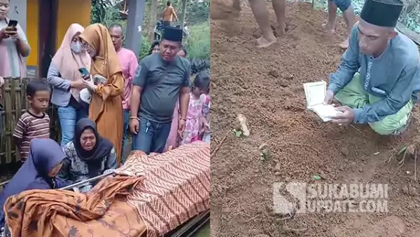 Prosesi pemakaman NS (12), warga Jampangkulon, Kabupaten Sukabumi yang meninggal dunia dengan sejumlah luka di tubuhnya. (Sumber : SU/Ragil Gilang).