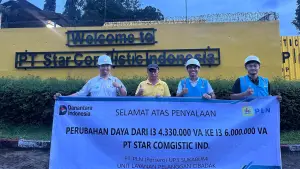 PLN UP3 Sukabumi merealisasikan layanan tambah daya untuk PT Star Comgistic Indonesia, pada 21 Februari 2026 | Foto : Dok. PLN