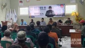 Anggota DPRD Jawa Barat, Muhammad Jaenudin, saat Reses II Tahun Sidang 2025–2026 di Aula Desa Cikangkung, Kecamatan Ciracap, Kabupaten Sukabumi, Senin (23/2/2026) | Foto : Ragil Gilang