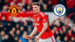 Elliot Anderson, gelandang Nottingham Forest, dikabarkan akan hengkang pada musim panas mendatang. Duo Manchester bersaing dapatkan pemain berusia 23 tahun tersebut. (Sumber: Instagram/@elliotandersonn)