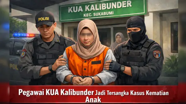 Ilustrasi TR, Ibu tiri NS saat digiring polisi usai jadi tersangka. (Sumber : Ilustrasi AI)