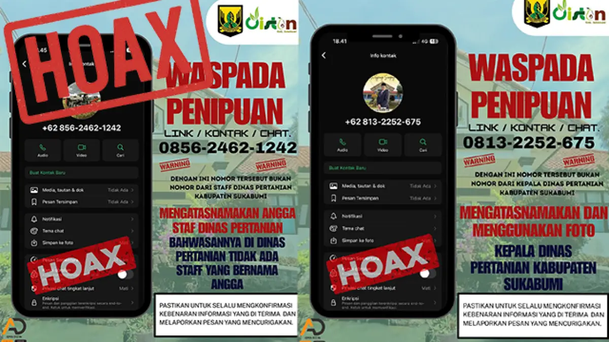 Waspada! Hoaks Nomor Telepon Catut Nama Kadistan dan Staf Dinas Pertanian Sukabumi