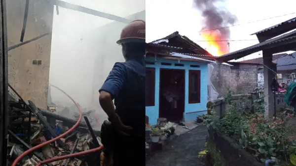 Kebakaran rumah di Tegalwangi, Kelurahan Sukakarya, Warudoyong, Kota Sukabumi, Sabtu (28/2/2026) | Foto : Damkar