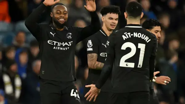 Selebrasi Antoine Semenyo setelah mencetak gol ke gawang Leeds United di ajang Liga Inggris (Sumber: web/espn.com)