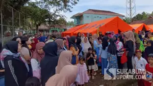 Berdasarkan data terbaru, jumlah warga terdampak yang mengungsi mencapai 104 kepala keluarga (KK) dengan total 324 jiwa (Sumber: sukabumiupdate)