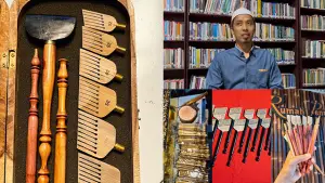 Pulpen kaligrafi berbahan bambu - Jejak Tinta Syamsudin, dari Sukabumi Menembus 14 Negara. (Sumber : Istimewa/Syamsudin).