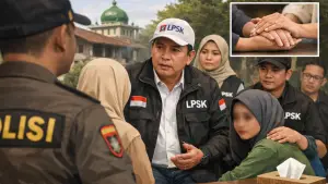 Ilustrasi LPSK yang menyambangi para korban dugaan tindak asusila oknum pimpinan Pondok Pesantren di Cicantayan Sukabumi. (Sumber: Ilustrasi AI)