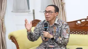 ekretaris Daerah Kabupaten Sukabumi Ade Suryaman dalam rapat koordinasi penanganan bencana di Kecamatan Bantargadung, Kamis (5/3/2026) | Foto : @pemkab sukabumi