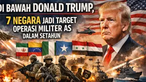 Ilustrasi - Donald Trump dan Jejak Operasi Militer AS di 7 Negara dalam Setahun. (Sumber : AI/ChatGPT).