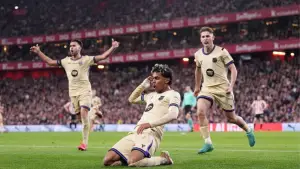 Selebrasi Lamine Yamal setelah cetak gol ke gawang Athletic Bilbao (Sumber: web/espn.com)