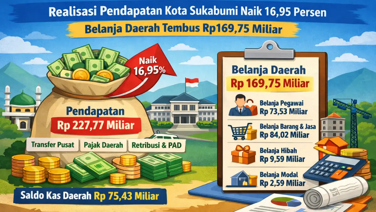 Pendapatan Naik 16,95 Persen, Belanja Pemkot Sukabumi hingga Februari Tembus Rp169,75 M