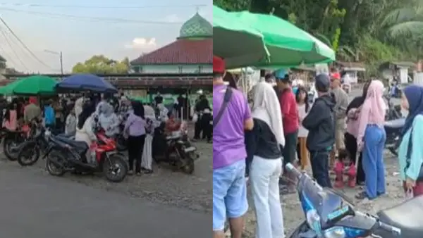 Suasana di pasar ramadan Cibarengkok, Kecamatan Cidadap, Sukabumi dipadati warga pada Senin (9/3/2026). (Sumber: Dokpim)