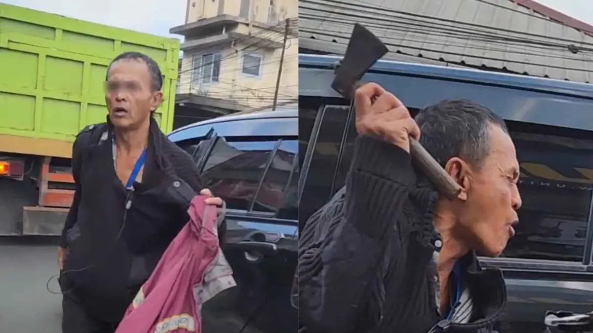 Diduga Lecehkan Penumpang Angkot, Pria di Cicurug Sukabumi Ngamuk Bawa Kampak