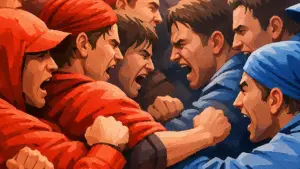 Ilustrasi AI. Bentrok rebutan lahan parkir (Sumber: copilot)