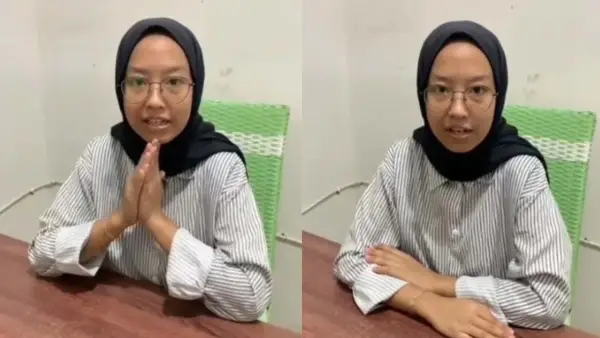 Tangkapan layar video klarifikasi dan permohonan maaf eks akuntan SPPG Lembursitu 2 Sukabumi soal dugaan korupsi MBG. (Sumber Foto: Istimewa)