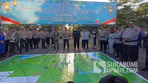 Kapolres Sukabumi berikan arahan pada apel Operasi Ketupat Lodaya 2026, Kamis (12/3/2026). (Sumber Foto: SU/Ilyas)