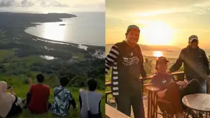 Para wisatawan saat menikmati pemdandangan dari atas bukit di kawasan Geopark Ciletuh, Kabupaten Sukabumi | Foto : Istimewa