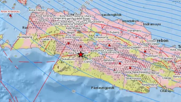 Peta geologi Gempa darat dangkal M4,2 di Sukabumi Minggu (15/3/2026) dini hari. (Sumber Foto: Badan Geologi)