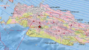 Peta geologi Gempa darat dangkal M4,2 di Sukabumi Minggu (15/3/2026) dini hari. (Sumber Foto: Badan Geologi)