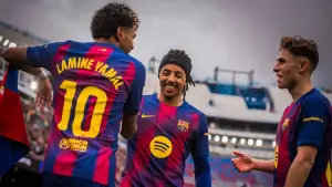 Selebrasi Lamine Yamal setelah cetak gol ke gawang Valencia.. (Sumber: web/fcbarcelona.com)