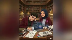 Ilustrasi Mahasiswa Nusa Putra University belajar dengan AI. (Sumber Foto: AI/Google Gemini)