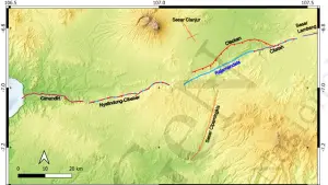 Peta Segmen Baru Zona Sesar Cimandiri. (Sumber : Pusat Studi Gempa Nasional).