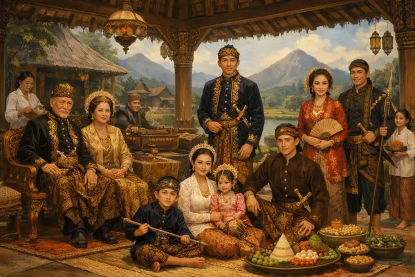 Ilustrasi - keluarga menak Sunda (Sumber : AI chatGPT)