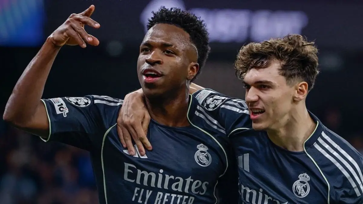 Vinicius Jr Cetak Brace, Real Madrid Bungkam Manchester City di Etihad