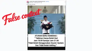 Benarkah Kemenag atur Takbiran di Hari Raya Idulfitri tahun ini? (Sumber : Facebook).