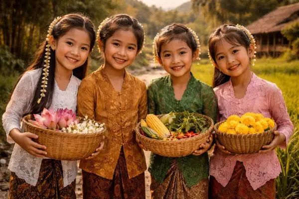 Ilustrasi - anak-anak perempuan Sunda (Sumber : AI chatGPT)