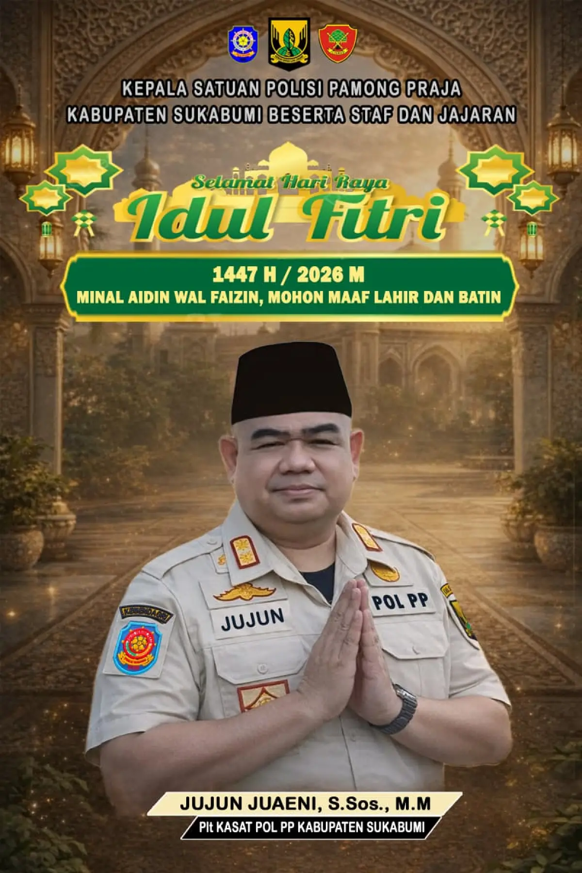 Ucapan selamat idulfitri Satpol-PP Kabupaten Sukabumi.
